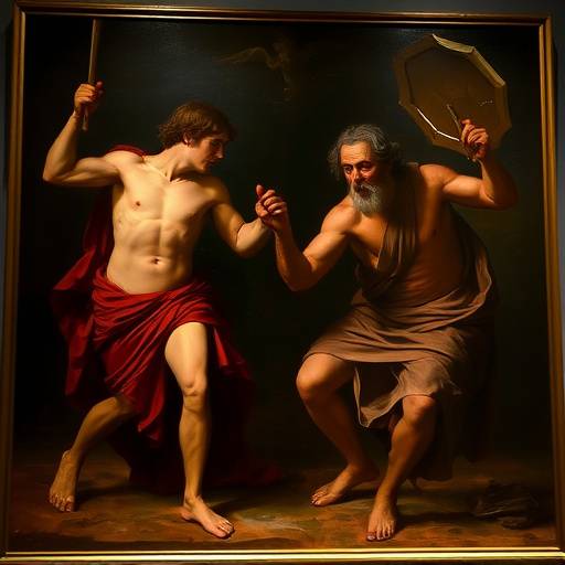 Dipinto di Caravaggio raffigurante Davide con la testa di Golia, esposto alla mostra di Roma