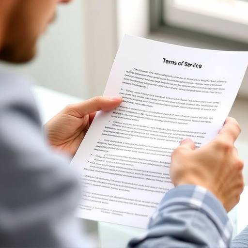 Illustrazione di una persona che legge le condizioni d'uso con attenzione
