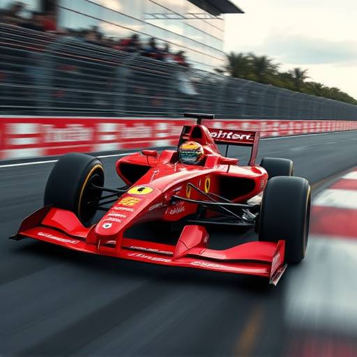 L'auto di Formula 1 della Ferrari sfreccia in pista durante una gara.